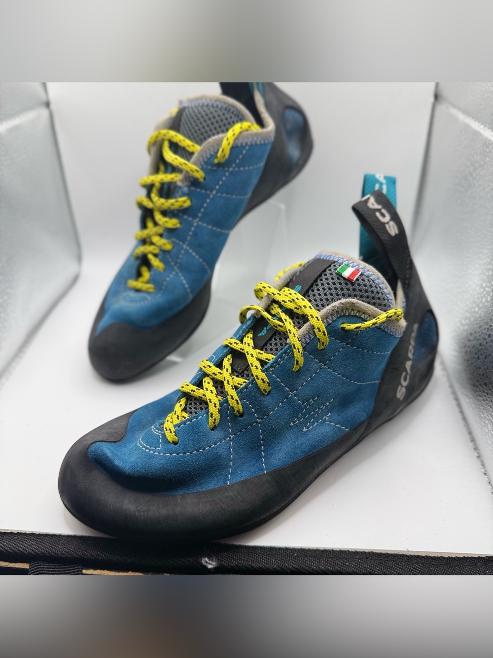Scarpa Blue with Yellow Laces Helix Climbing Shoe